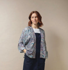 One Hundred Stars Marbled Blue Kimono