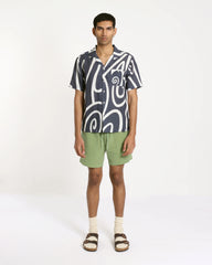 Far Afield Selleck Swirls Print Shirt - Blue Night