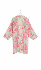 One Hundred Stars - Ancient Roman Columns Pink Collar Kimono
