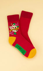 Powder Design - Men's Tattoo Lucky Socks Fuchsia