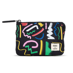 Roka Carnaby Small Recycled Polyester Wallet - Scribble Print