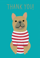 Roger La Borde - Dog In Red Stripes Thank You Card