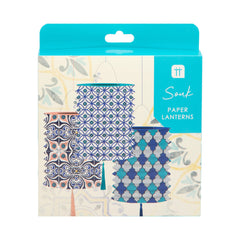 Talking Tables Moroccan Souk Blue Hanging Paper Lanterns - 3 Pack
