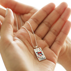 Lisa Angel Enamel Love Tarot Card Style Necklace in Silver