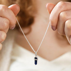 Lisa Angel Sodalite Crystal Point Pendant Necklace in Silver