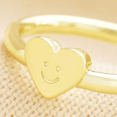 Lisa Angel Smiling Heart Face Adjustable Gold Ring