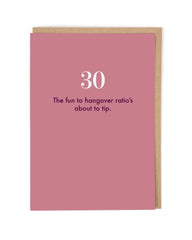 Age 30 ‘Hangover’ Birthday Card - Cath Tate Cards