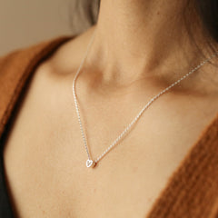 Lisa Angel Tiny Crystal Heart Pendant Necklace in Silver