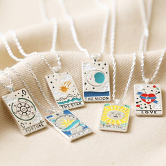 Lisa Angel Enamel Love Tarot Card Style Necklace in Silver