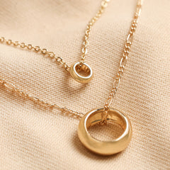 Lisa Angel Layered Ring Pendant Necklace in Gold