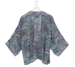 One Hundred Stars Marbled Blue Kimono