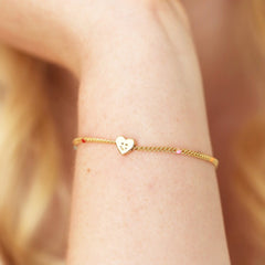 Lisa Angel Smiling Heart Face and Enamel Ball Chain Bracelet in Gold