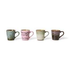HKLIVING 70s Ceramics Espresso Mugs Brutalism - Set of 4