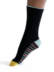 Conall Stripe Bamboo Socks - Blackl