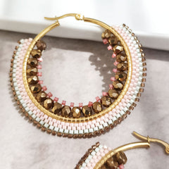 Azuni Large Delica Bead And Crystal Hoop Earrings