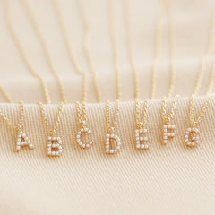 Lisa Angel Tiny Pearl Initial Charm Necklace - Gold
