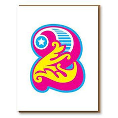 1973 - Age 2 Celebration Card  Designed and published by 1973 Ltd. Letterpressed by 1973 in Brighton, England  The board of this card is produced by a paper mill in the UK and the wood pulp comes from sustainable forests, both are FSC certified (Forestry Stewardship Certification). Lovingly letterpressed at 1973 HQ using a 1962 Heidelberg Windmill Platen, using vegetable-based inks.