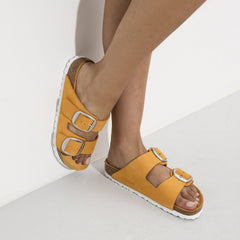 Birkenstock Arizona Apricot Double Strap Nubuck Sandals