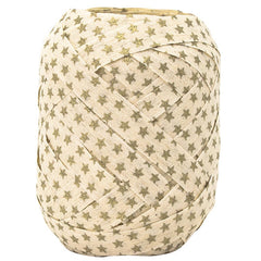 Stewo Giftwrap - Bio-degradable Cotton Ribbon Egg - Cream & Gold stars