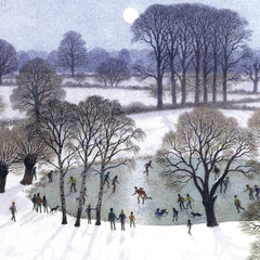 Museums and Galleries - Skating By Moonlight - Xmas Card 5 Pack