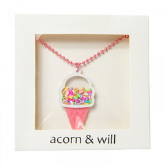 Acorn & Will Acrylic Necklace - Ice Cream