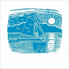 Blue Boat Greeting Card - Artists Cards by John O'Connor