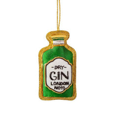 Sass & Belle Gin Bottle Zari Embroidery Christmas Tree Decoration