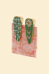Powder Design - Jewelled Hair Clips (Set of 2) Flower and Stripe