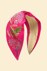 Powder Design - Satin Embroidered Headband Hummingbird in Raspberry