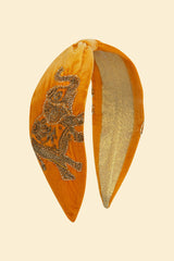 Powder Design - Velvet Beaded Headband Elephant in Mustard