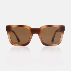 Sunglasses with brown frame and lenses on a white background