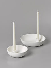 Aery Orbital - Medium Clay Candle Holder White