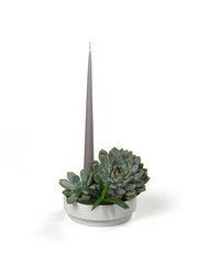 Aery Orbital Step - Medium Clay Candle Holder White