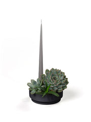 Aery Orbital Step - Medium Clay Candle Holder Black