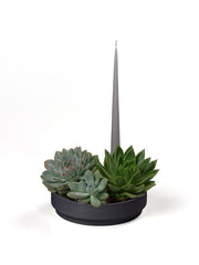 Aery Orbital Step - Large Clay Candle Holder Black
