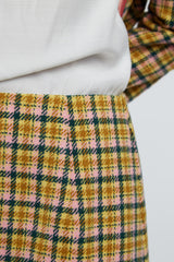 Louche Aubin Mustard Modern Tartan Mini Skirt