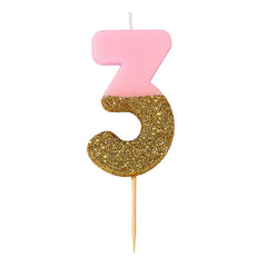 Pink Glitter Number Candles - Talking Tables