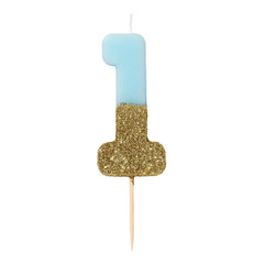 Talking Tables - Blue Glitter Number Candles