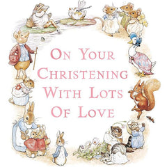 Beatrix Potter Pink Christening Card