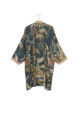 One Hundred Stars Bamboo Teal Collar Kimono