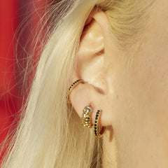 Scream Pretty - Silver Ear Cuff With Black Stones