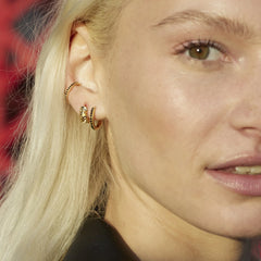 Scream Pretty - Silver Ear Cuff With Black Stones