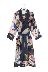 One Hundred Stars Blossom and Birds Charcoal Gown