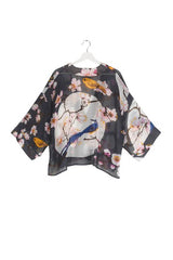 One Hundred Stars Blossom and Birds Charcoal Kimono