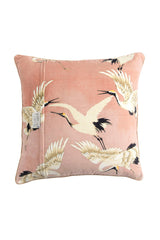One Hundred Stars Stork Pink Grey Square Velvet Cushion Cover