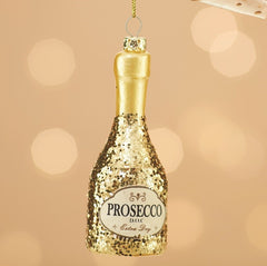 Sass & Belle Let's Celebrate Glitter Prosecco Bottle Shaped Christmas Tree Decoration