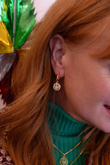 My Doris Crystal Smiley Hoop Earrings