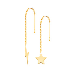 Estella Bartlett Star & Lighting Bolt - Chain Gold Plated Drop Earrings