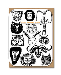 Animal Face Birthday Card - 1973