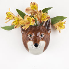 Quail Ceramics Fox Head Wall Vase